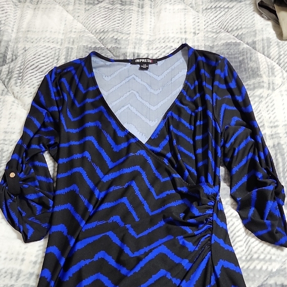 imPRESS Blue Ruched Wrap Cocktail Dress - Picture 3 of 3